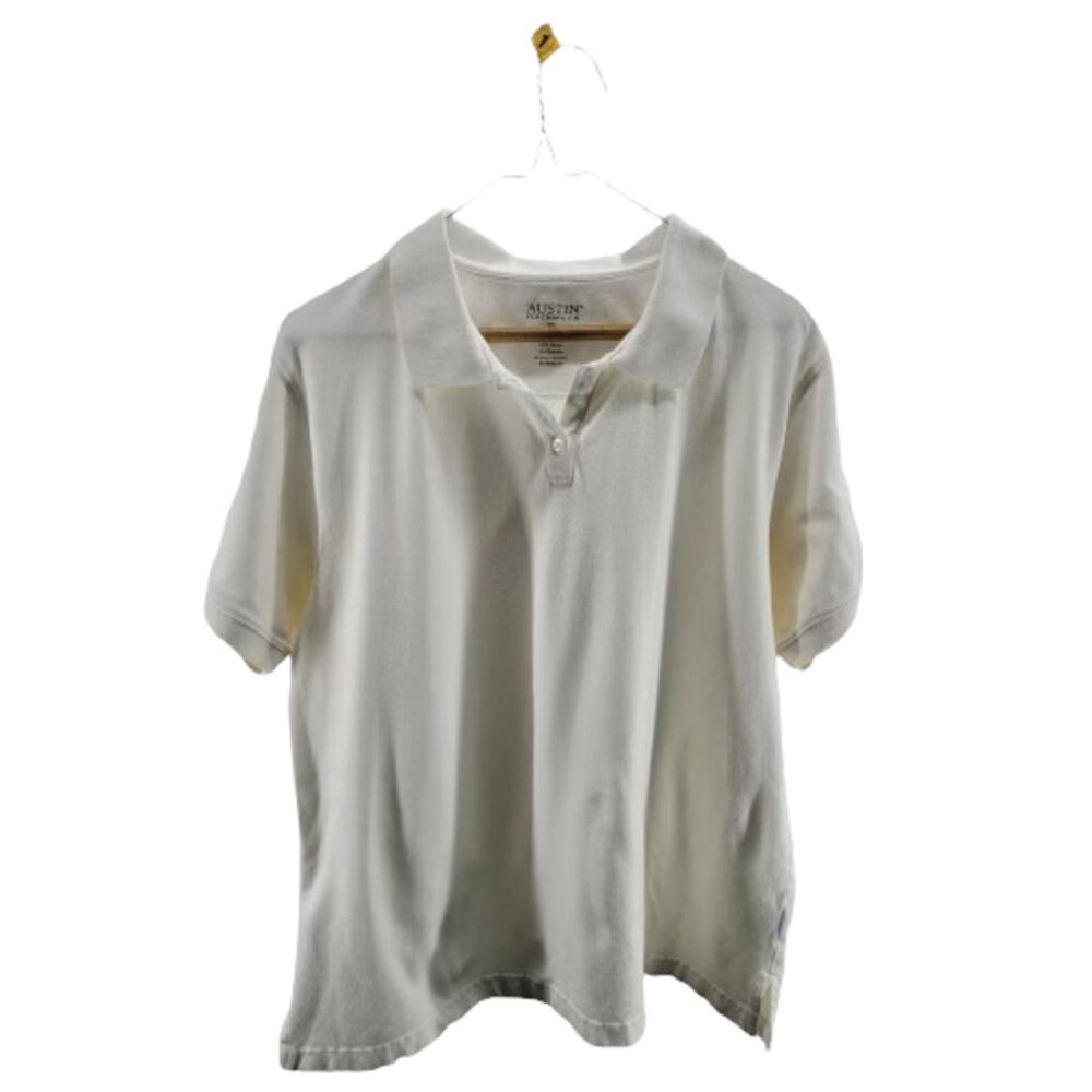 Austin Clothing Co Stretch White Short Sleeve Polo Shirt Women's Size XL